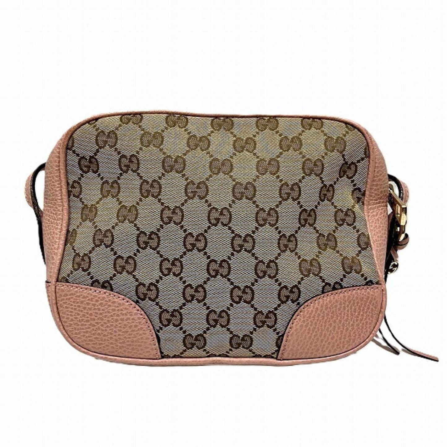 Gucci Beige Pink Canvas Leather Shoulder Bag