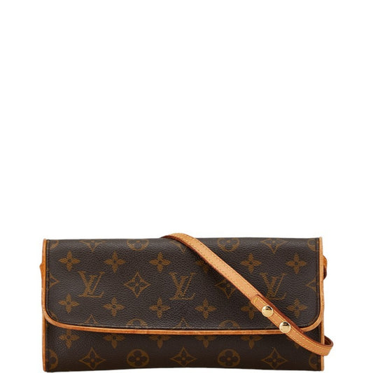 Louis Vuitton Brown Pvc Leather Pochette Shoulder Bag ()