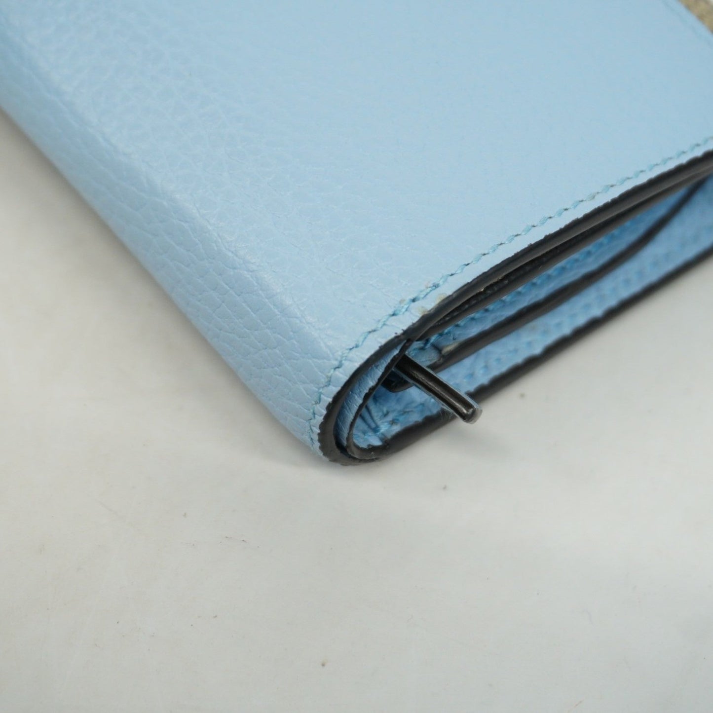 Gucci Blue Brown Pvc Leather Wallet (Tri-Fold)