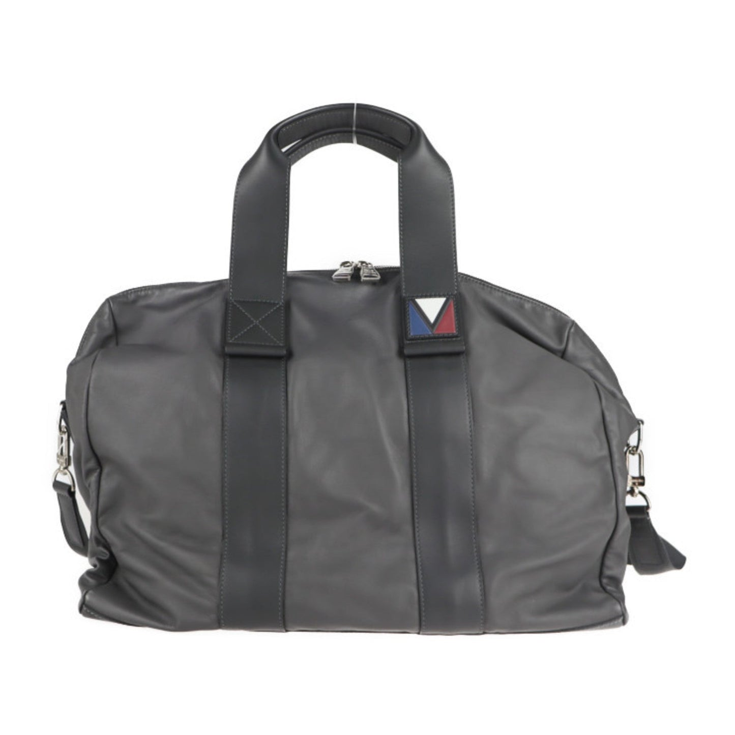 Louis Vuitton Gray Leather Boston Bag Handbag Shoulder Bag Tote Bag