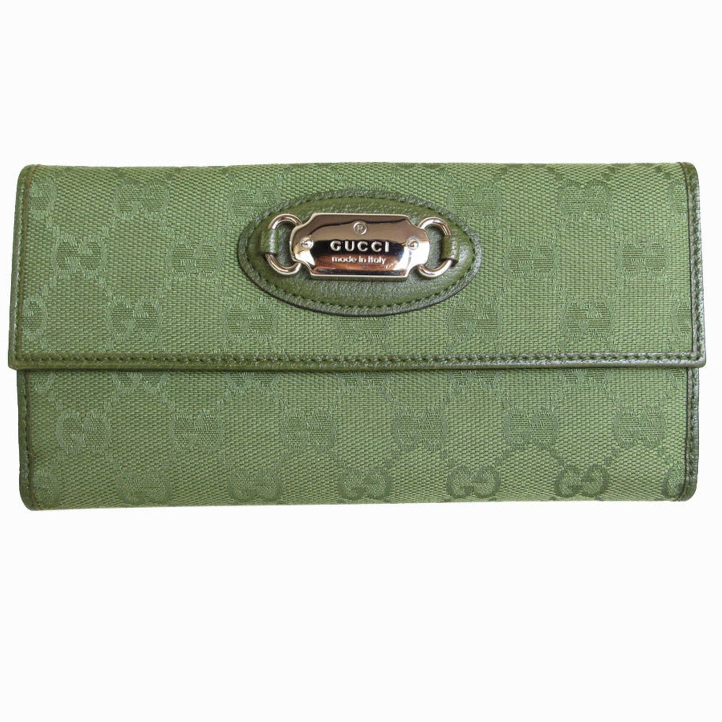 Gucci Green Khaki Canvas Long Wallet (Bi-Fold) ()