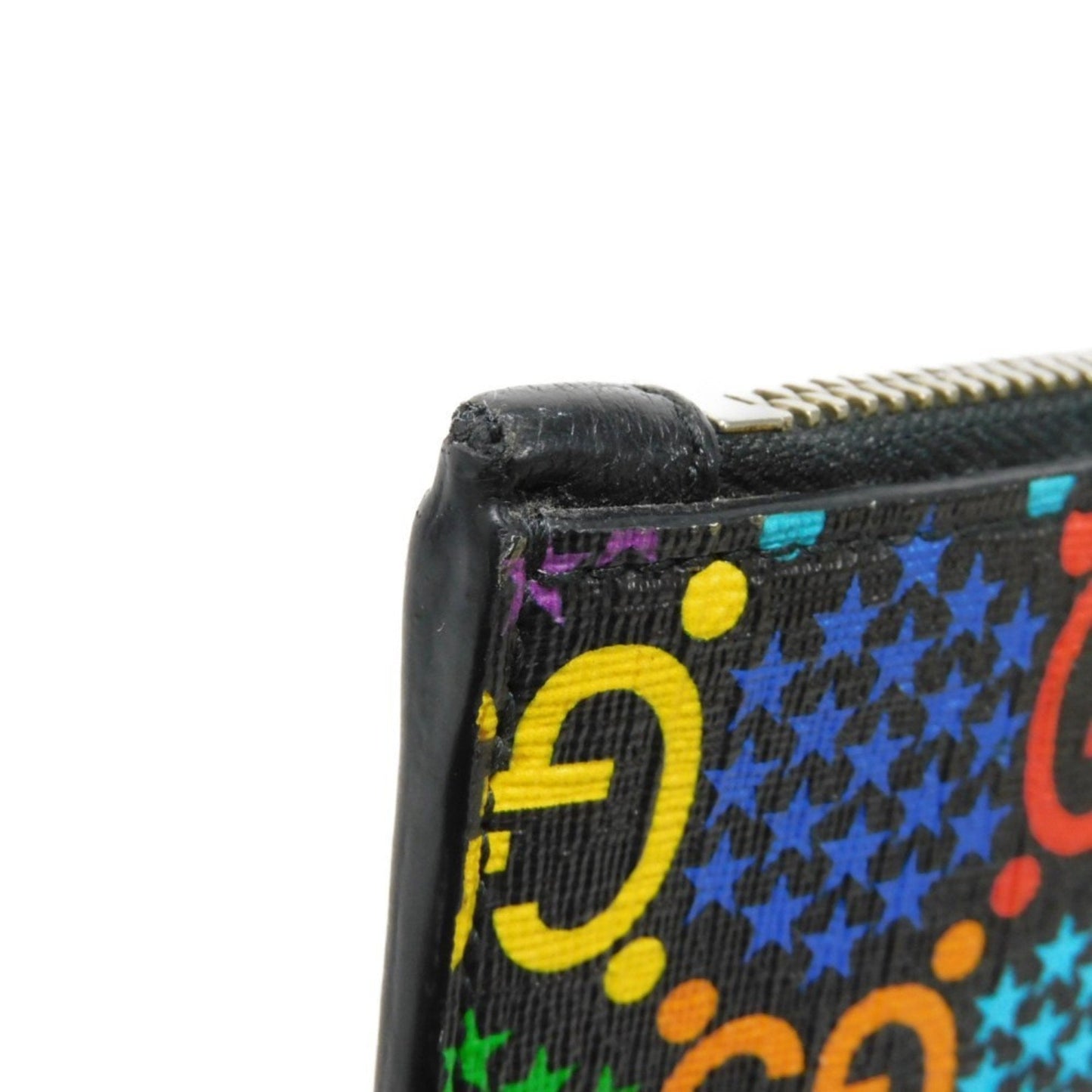 Gucci Black Multi-Color Canvas Leather Clutch Bag Pouch