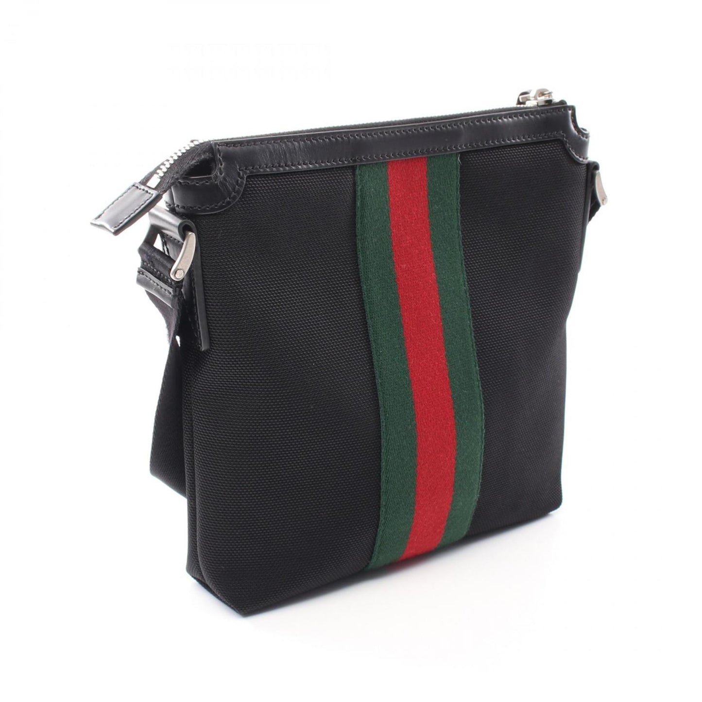 Gucci Black Green Red Color Nylon Canvas Shoulder Bag
