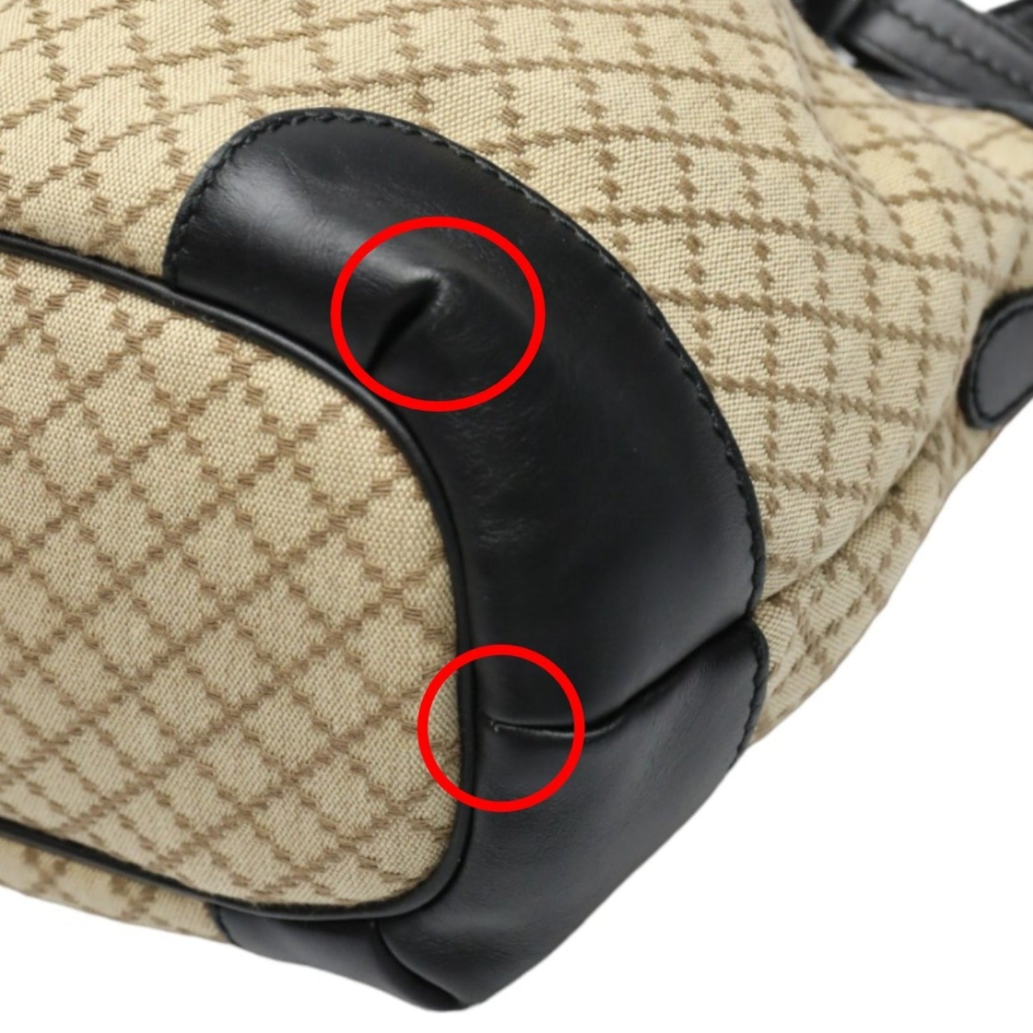 Gucci Beige Black Canvas Shoulder Bag