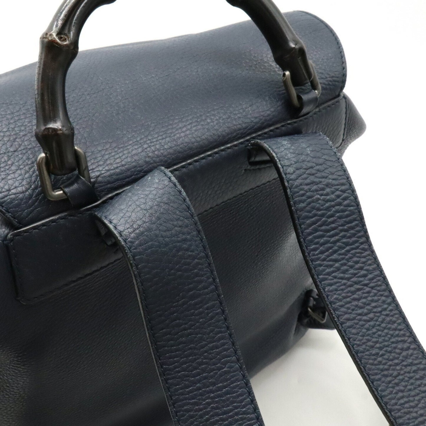 Gucci Navy Bamboo Leather Backpack