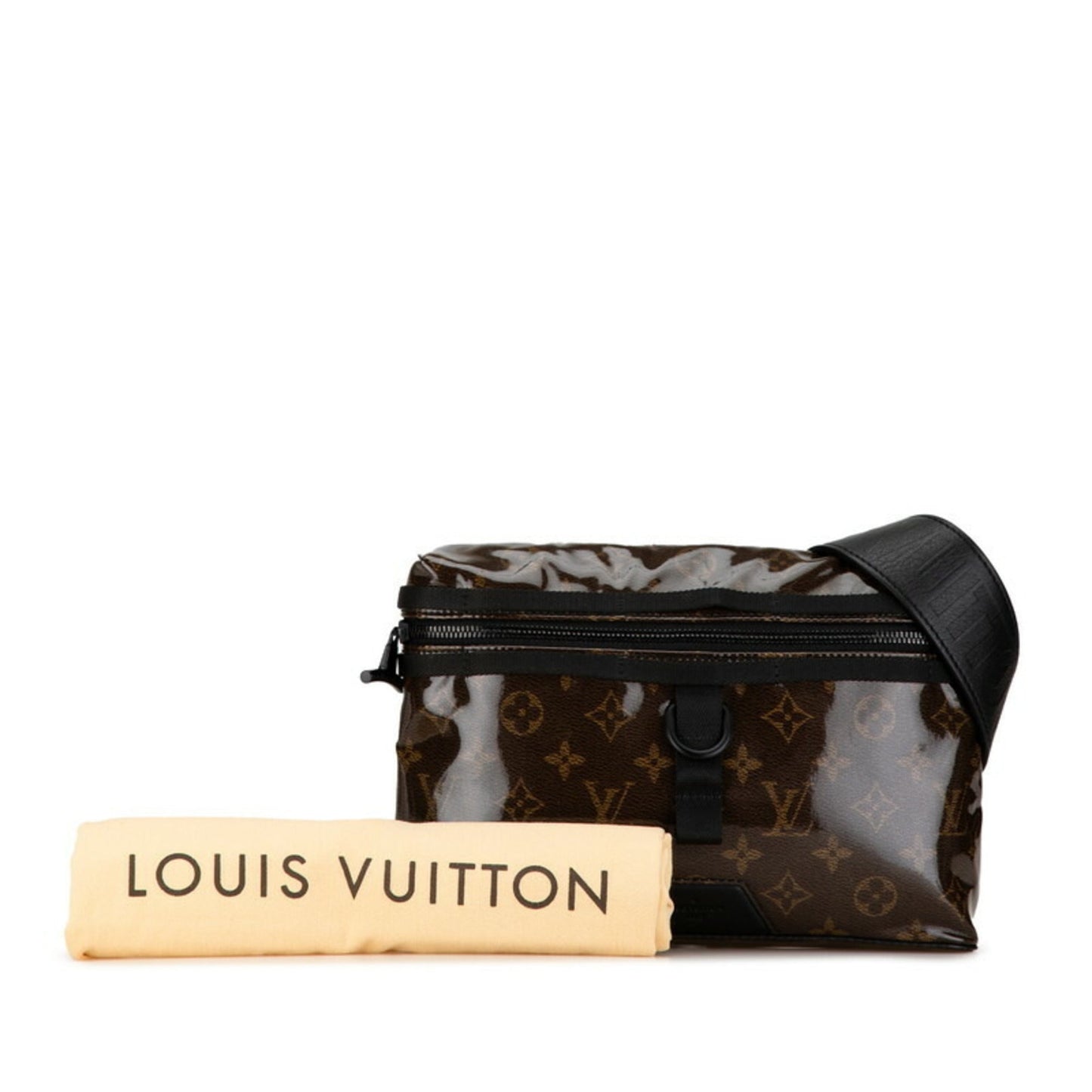 Louis Vuitton Black Brown Vinyl Leather Shoulder Bag