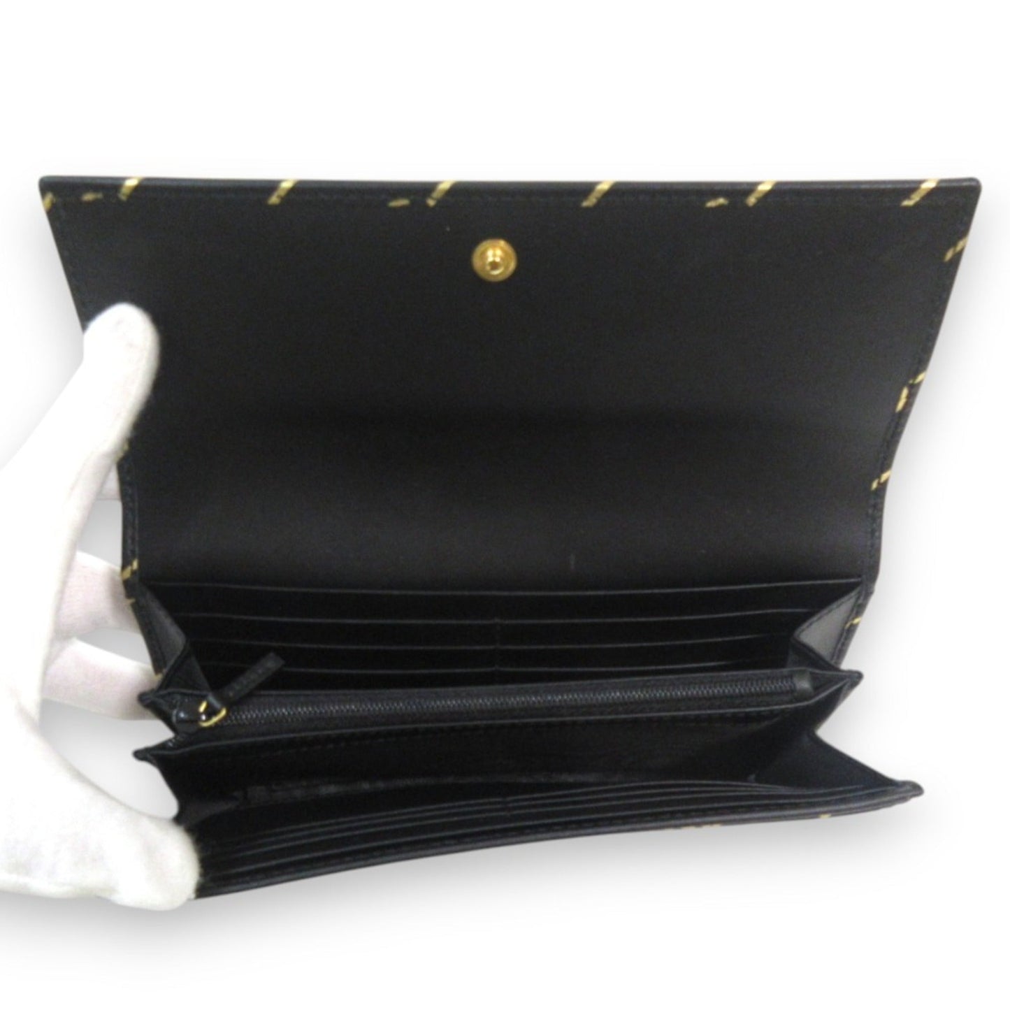Gucci Black Gold Leather Wallet (Tri-Fold)