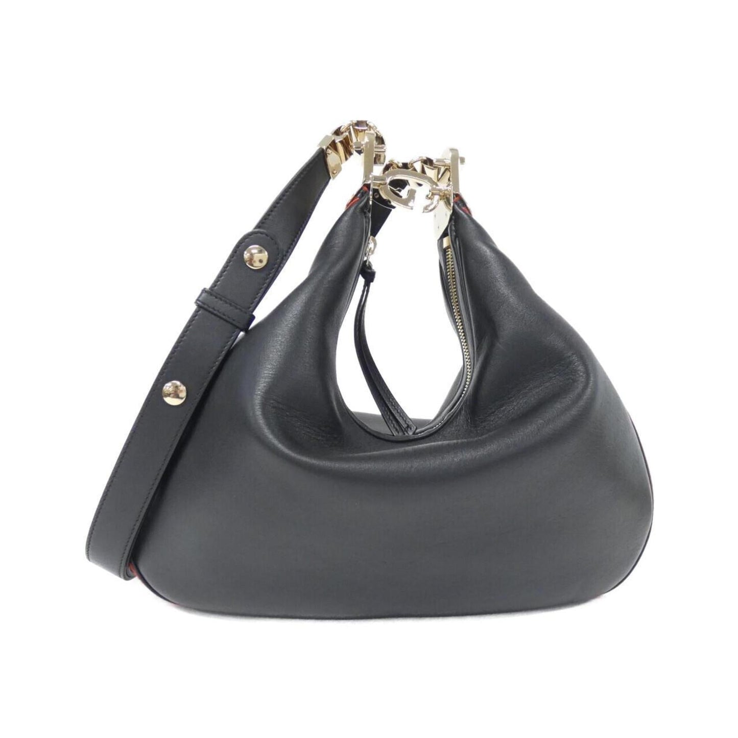 Gucci Black Red Color Leather Shoulder Bag ()