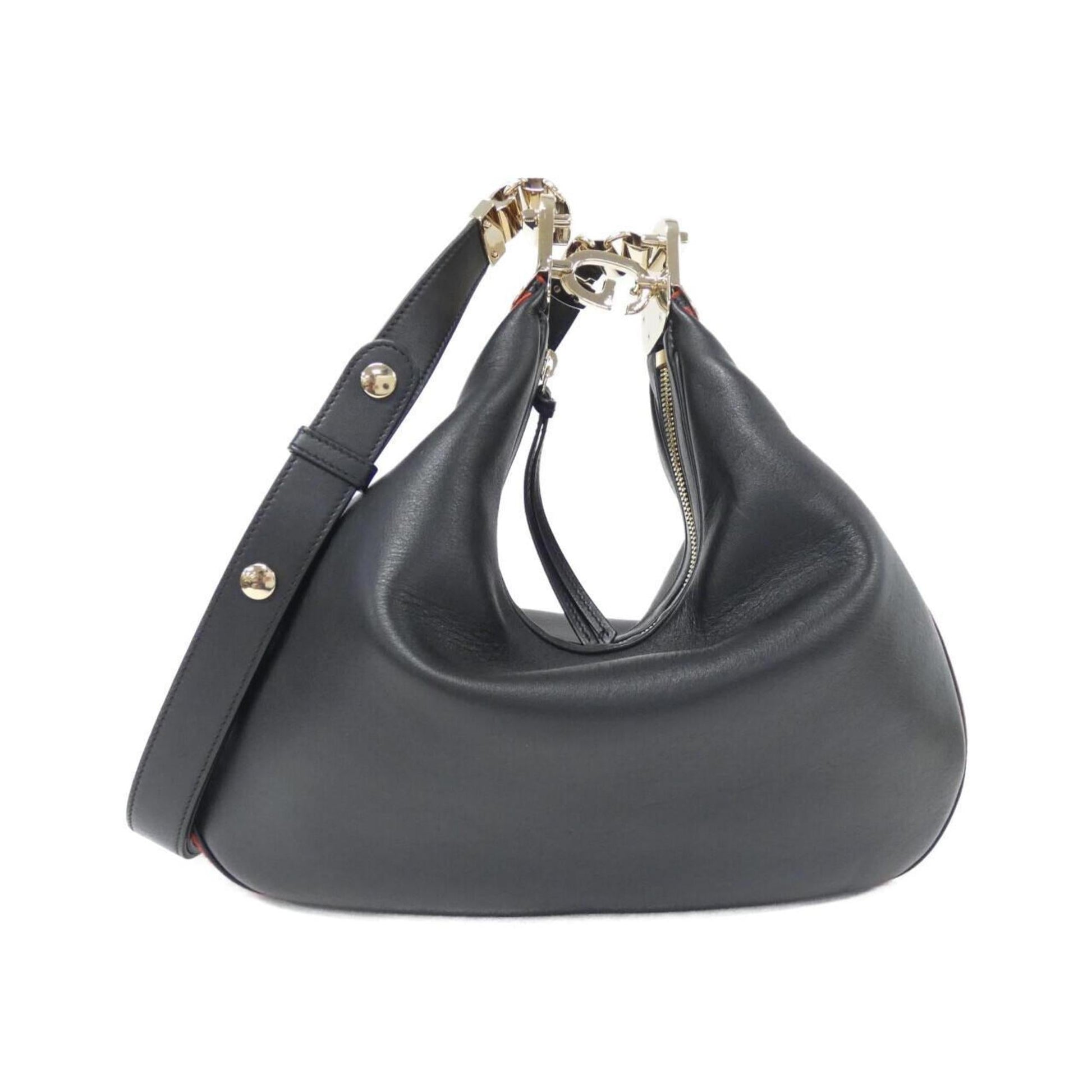 Gucci Black Red Color Leather Shoulder Bag ()