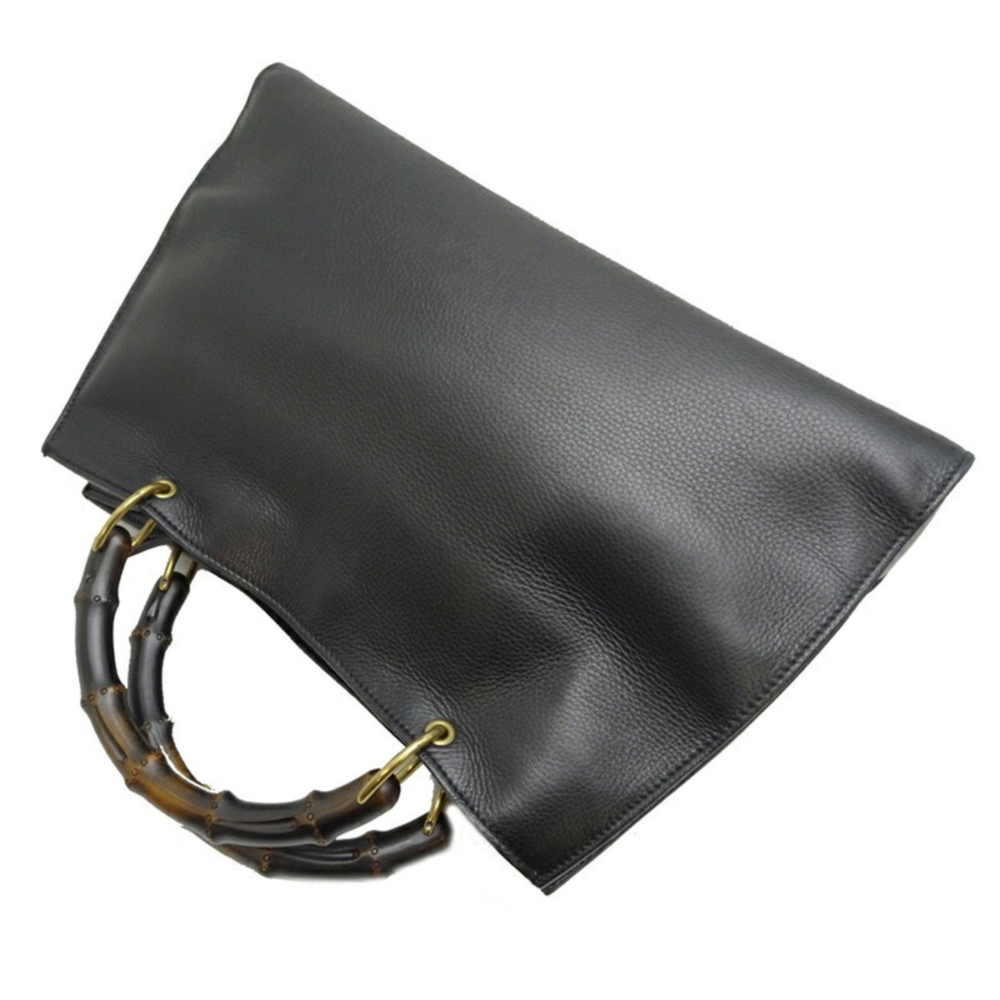 Gucci Black Bamboo Leather Handbag Tote Bag