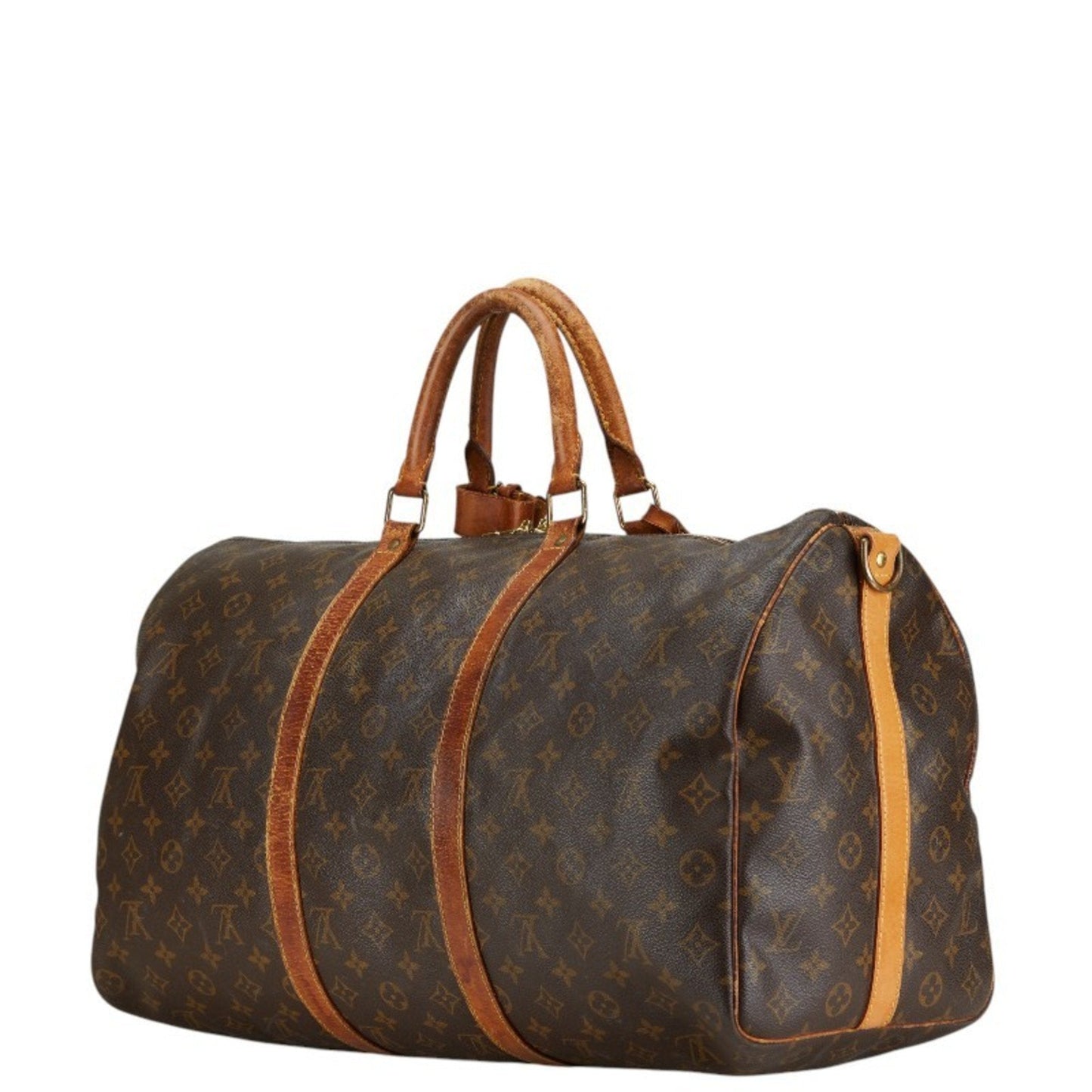 Louis Vuitton Brown Pvc Leather Boston Bag Shoulder Bag
