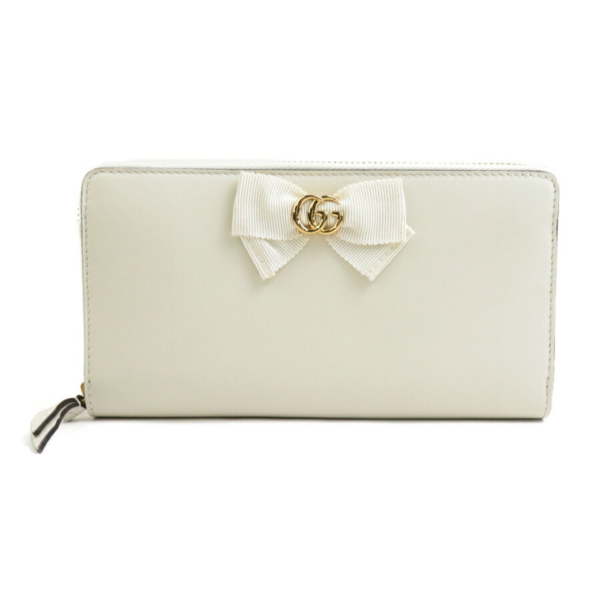 Gucci White Leather Long Wallet (Bi-Fold) ()