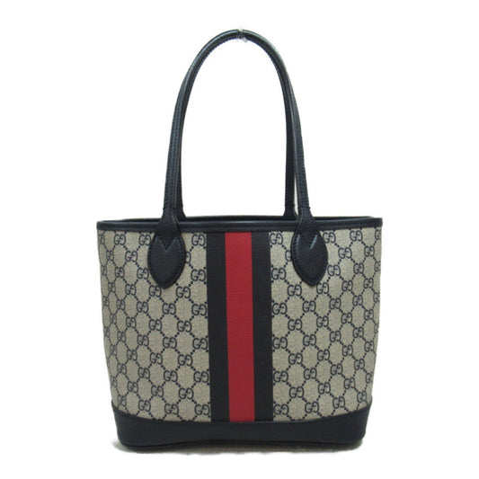 Gucci Gg Canvas Beige Black Gg Canvas Leather Tote Bag ()