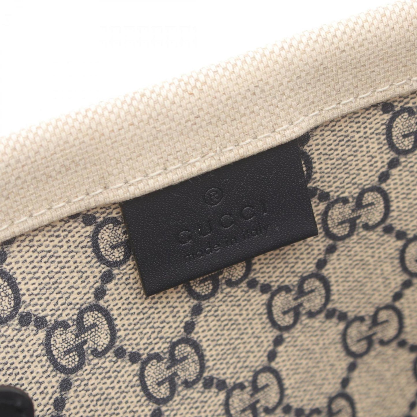 Gucci Beige Bordeaux Navy Canvas Leather Pouch Tote Bag