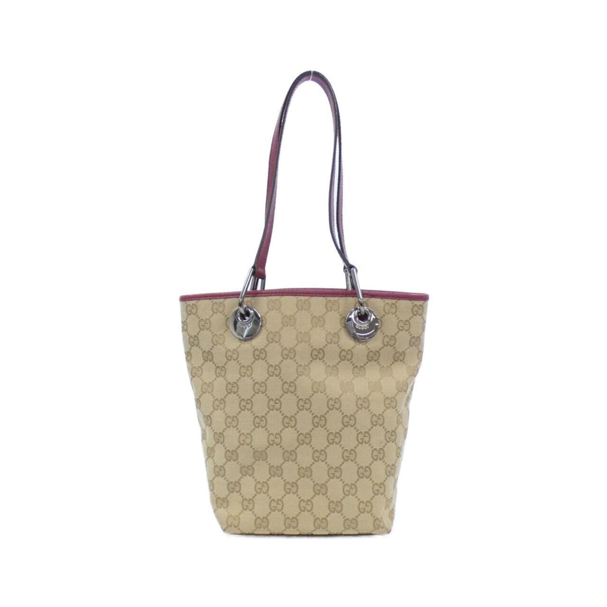 Gucci Beige Bordeaux Gg Canvas Leather Handbag ()