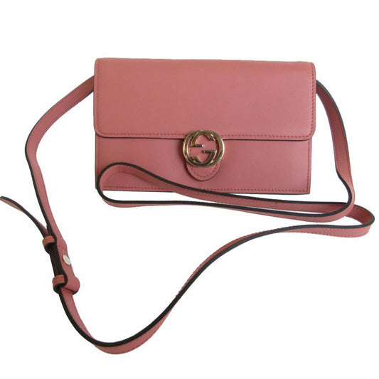 Gucci Pink Beige Leather Shoulder Bag ()