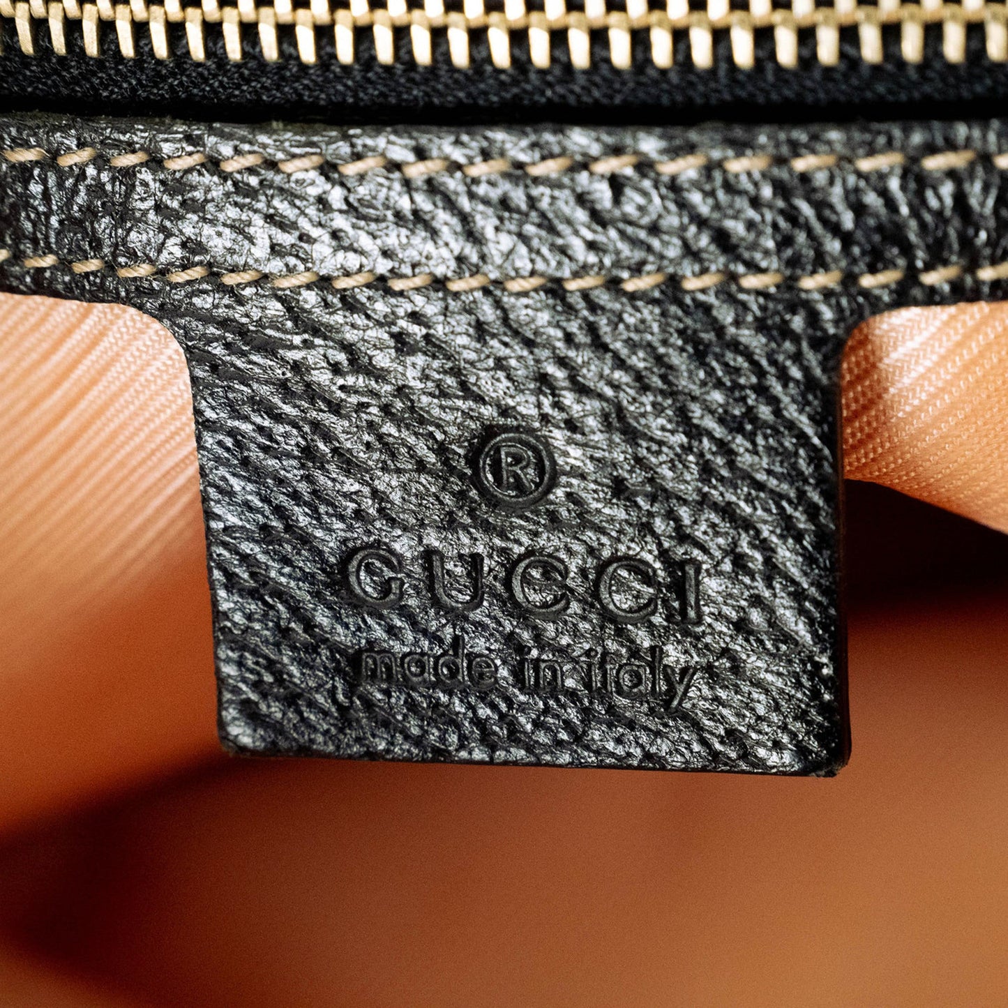 Gucci Black Satin Leather Tote Bag
