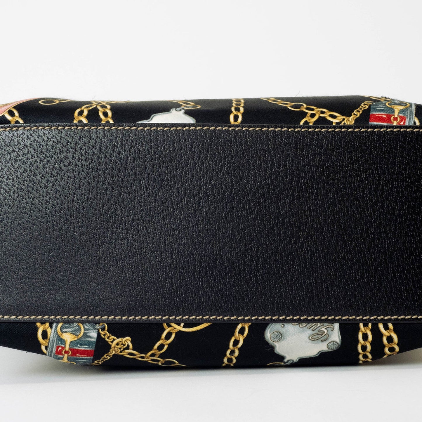 Gucci Black Satin Leather Tote Bag
