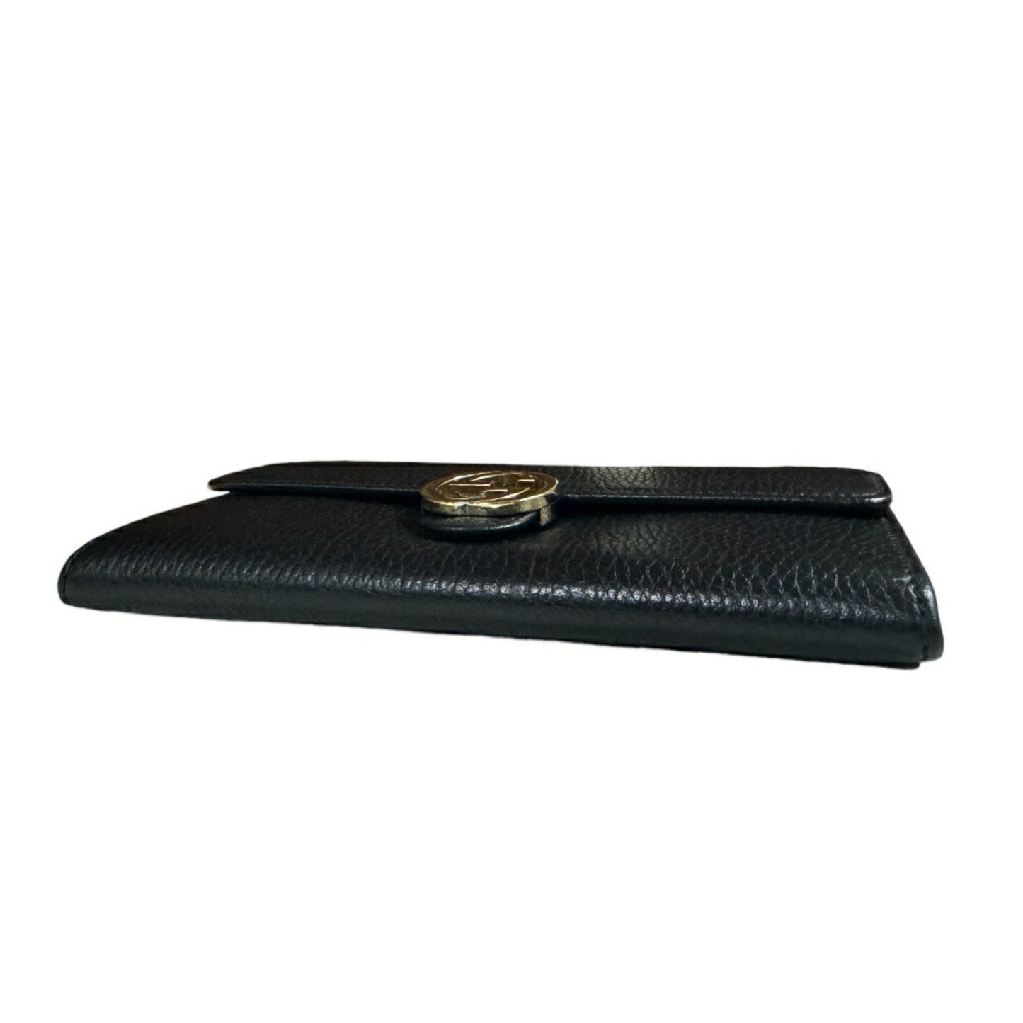 Gucci Black Leather Long Wallet (Bi-Fold)