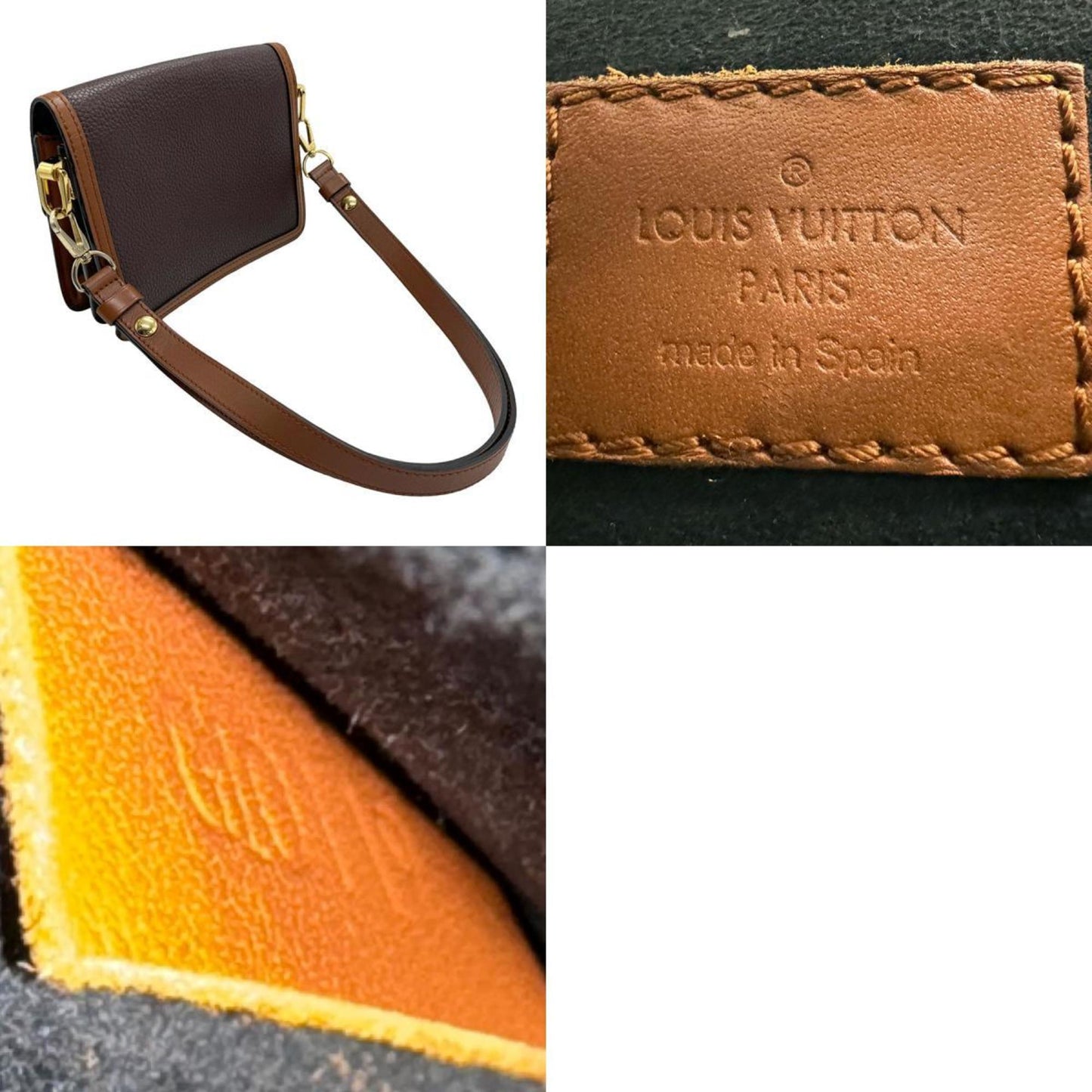 Louis Vuitton Bordeaux Brown White Leather Shoulder Bag
