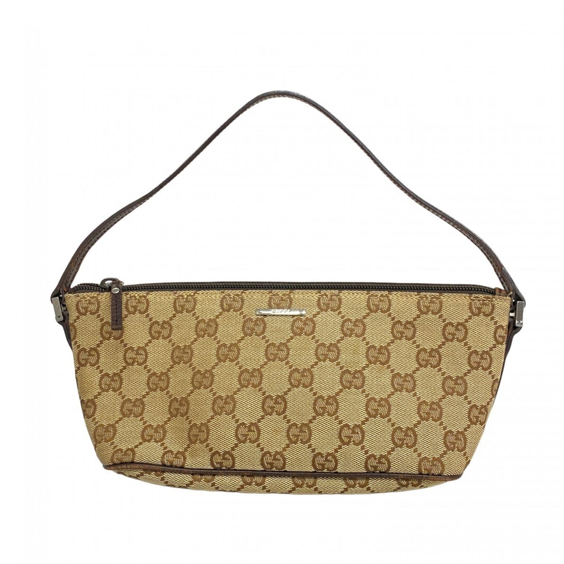 Gucci Brown Canvas Leather Pouch ()