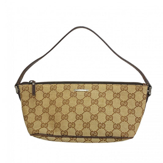 Gucci Brown Canvas Leather Pouch ()
