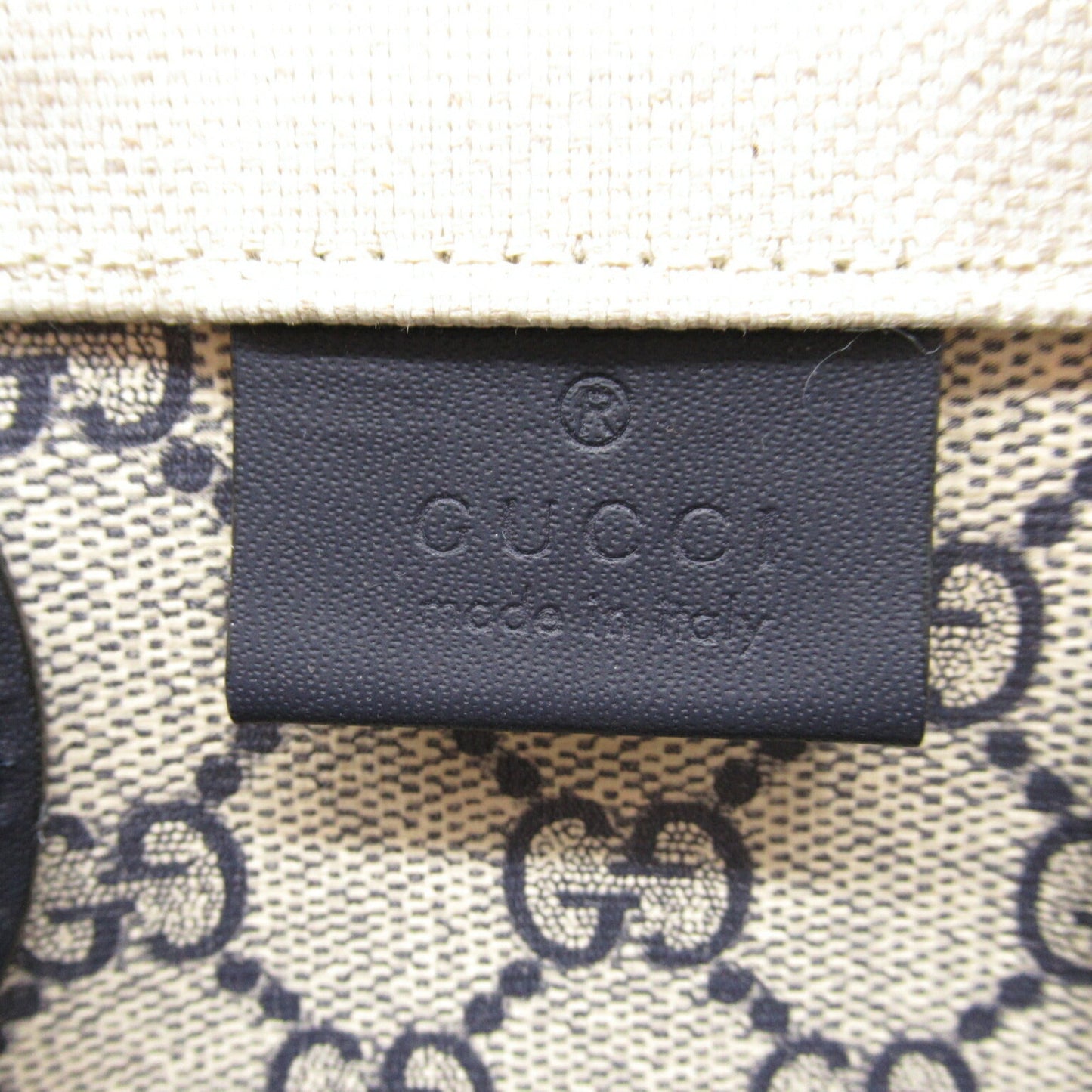 Gucci Navy Canvas Leather Tote Bag