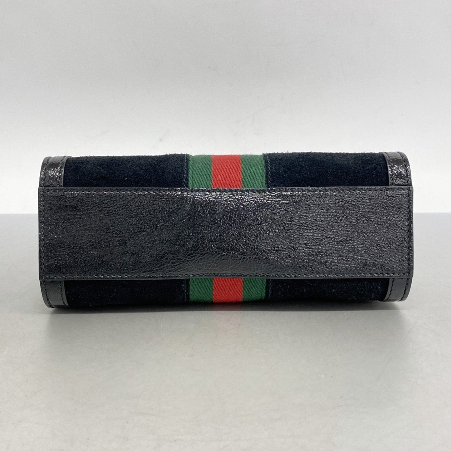 Gucci Black Green Red Color Suede Handbag