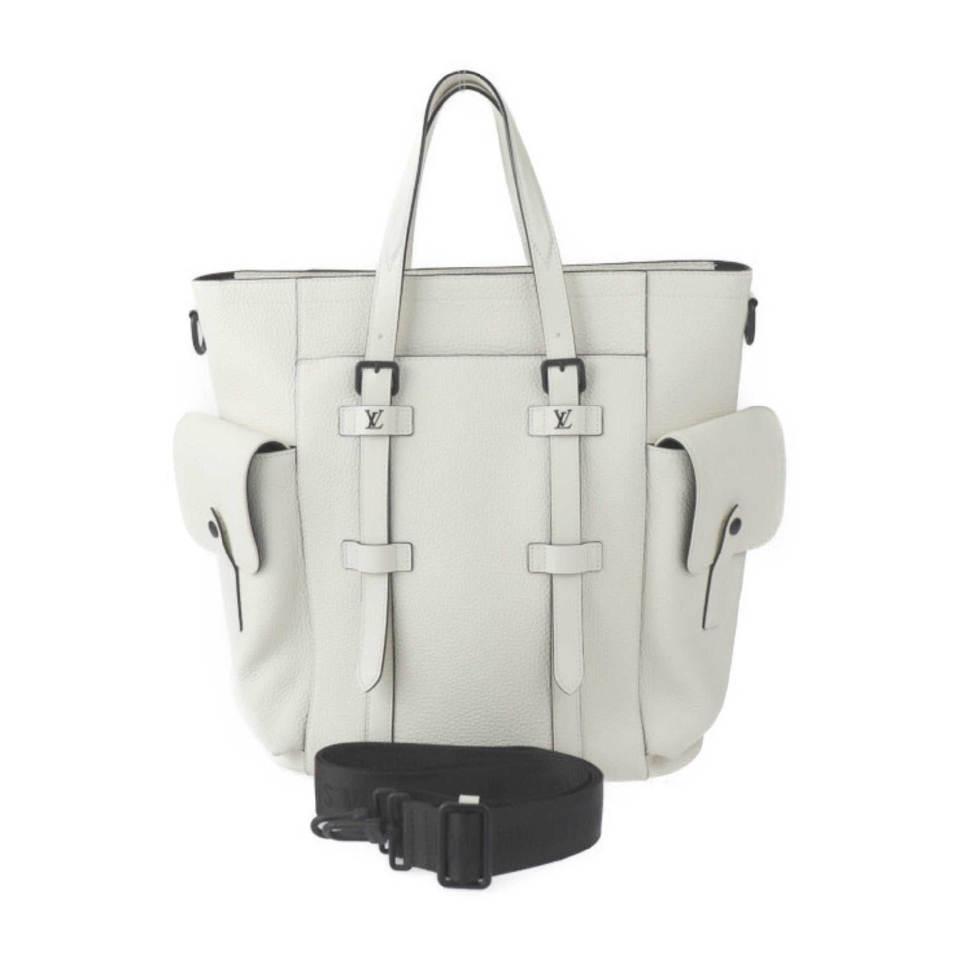 Louis Vuitton Blanc White Leather Handbag Shoulder Bag ()
