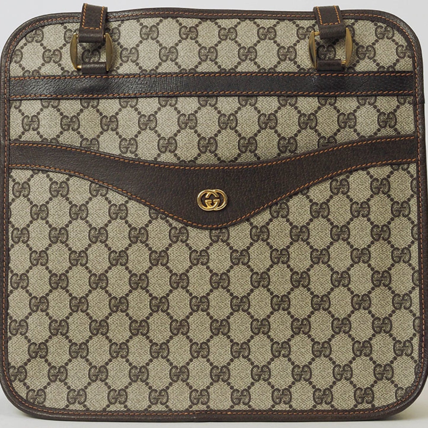 Gucci Beige Brown Pvc Leather Handbag Tote Bag