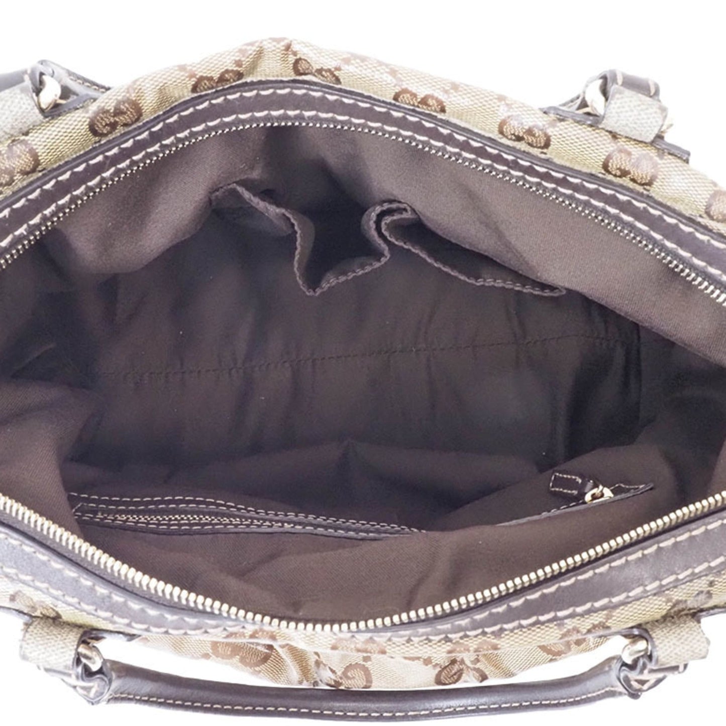 Gucci Gg Crystal Beige Dark Brown Pvc Leather Boston Bag Handbag