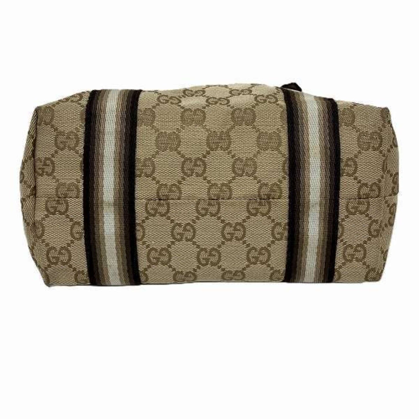 Gucci Beige Brown Gg Canvas Leather Tote Bag