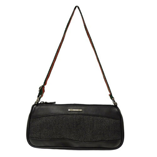 Gucci Black Leather Canvas Handbag ()