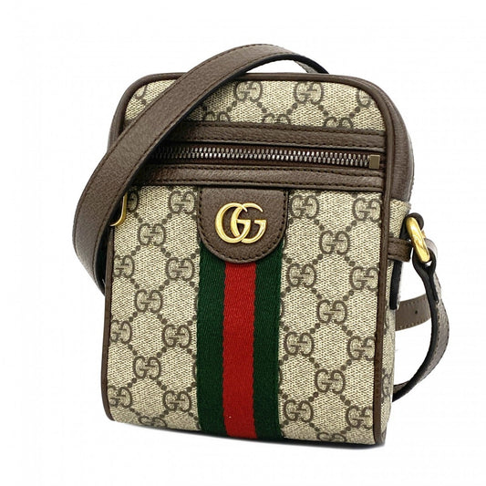 Gucci Brown Green Red Color Pvc Leather Shoulder Bag