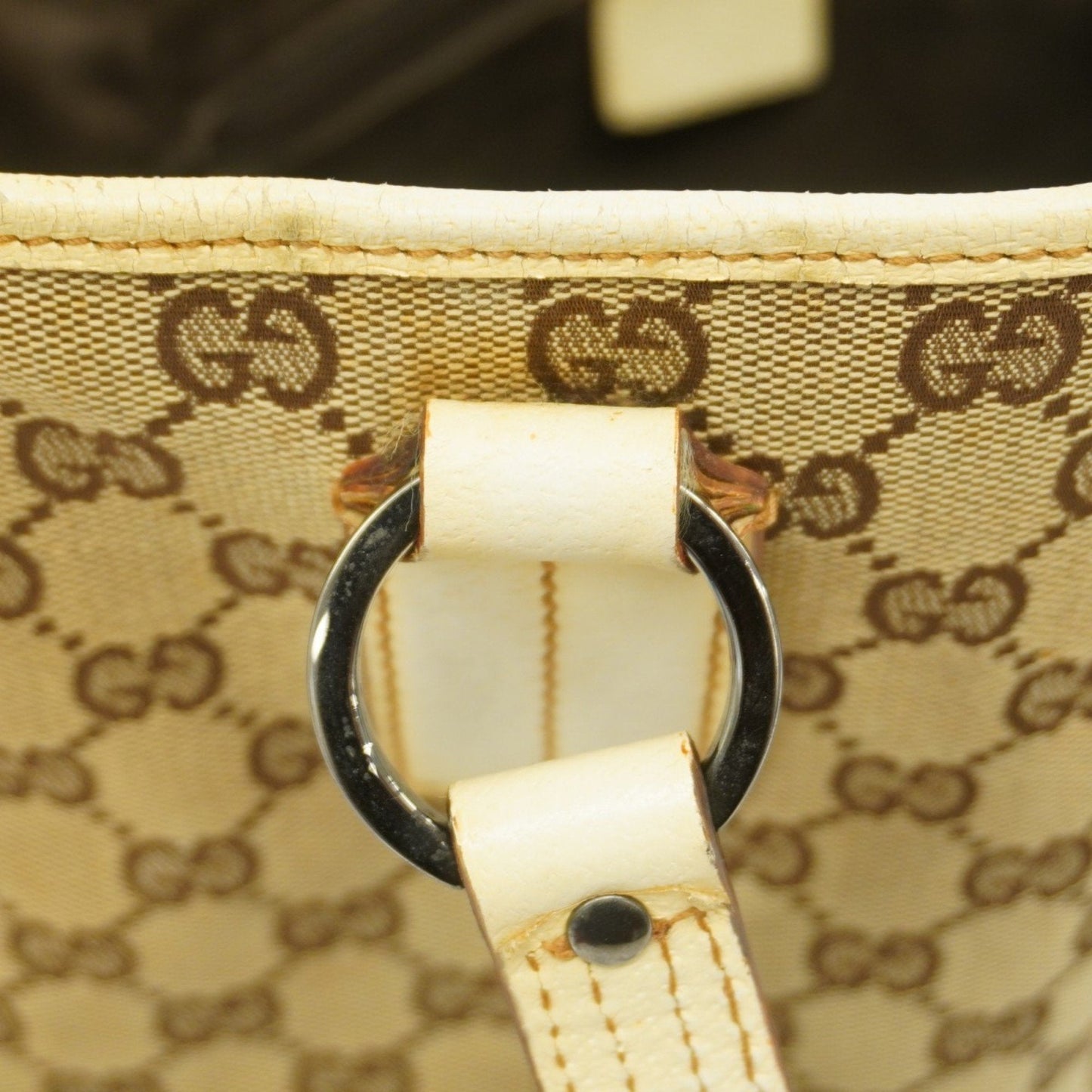 Gucci Brown Ivory Canvas Tote Bag