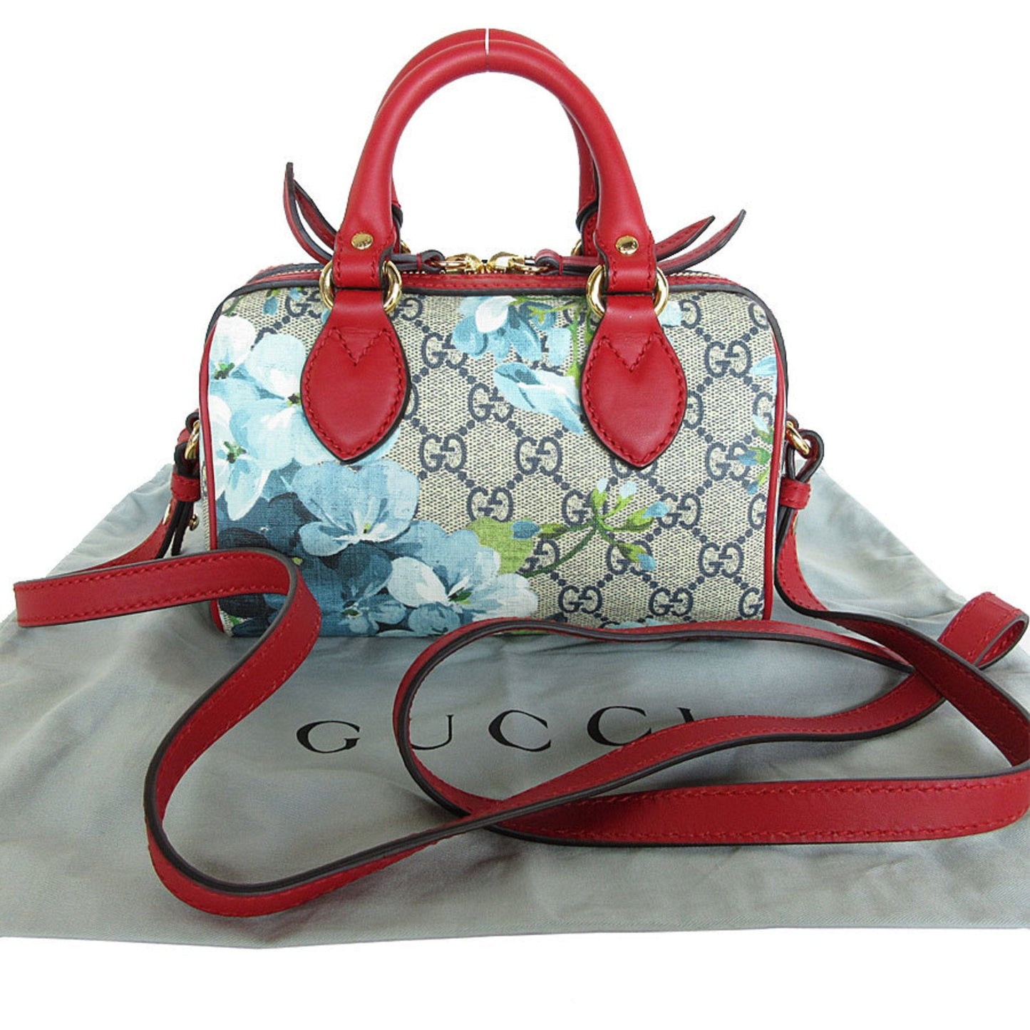Gucci Blue Red Color Pvc Leather Handbag Shoulder Bag ()