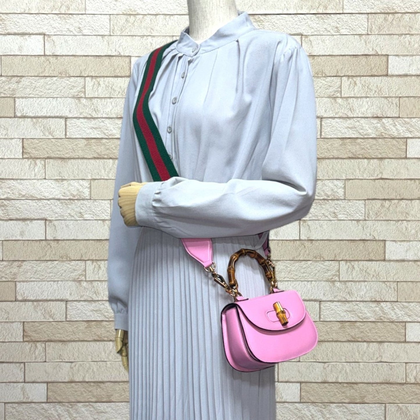 Gucci Pink Bamboo Shoulder Bag
