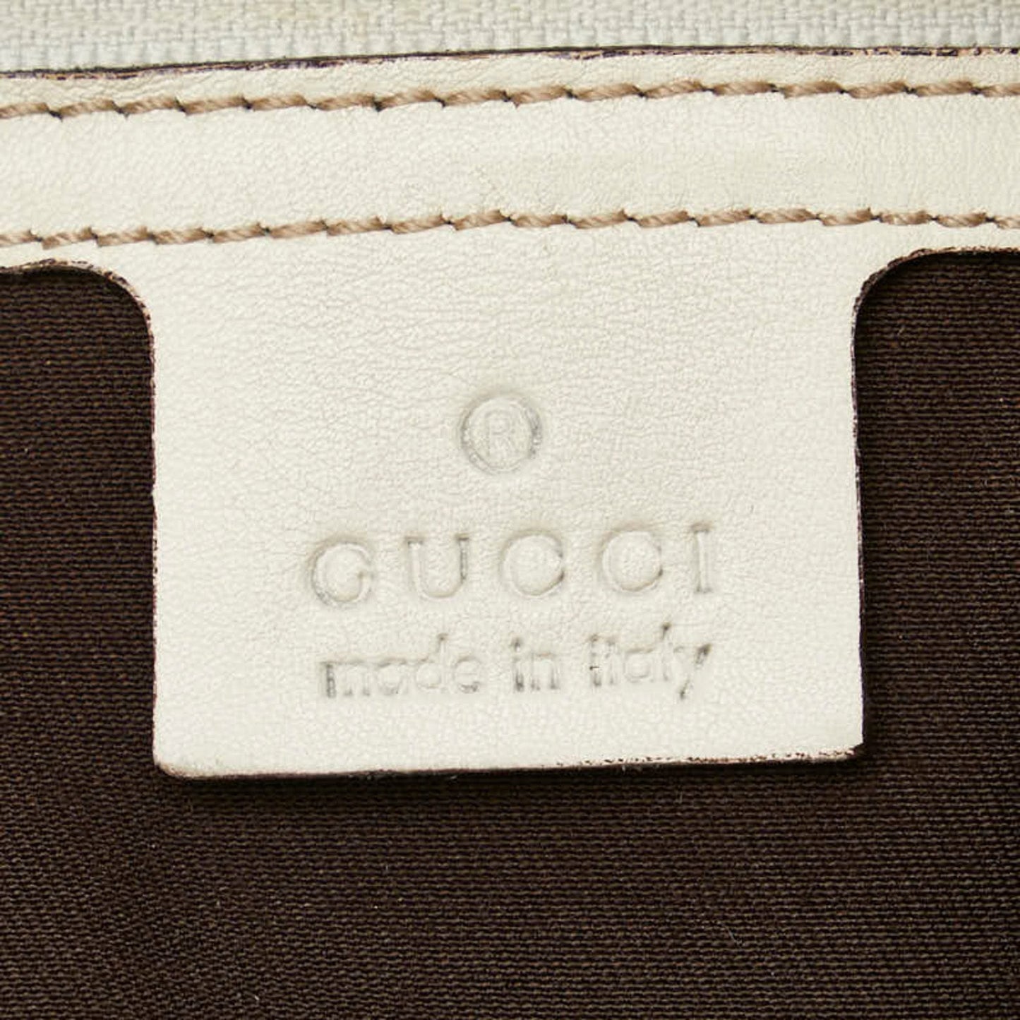 Gucci Beige White Gg Canvas Leather Handbag Tote Bag