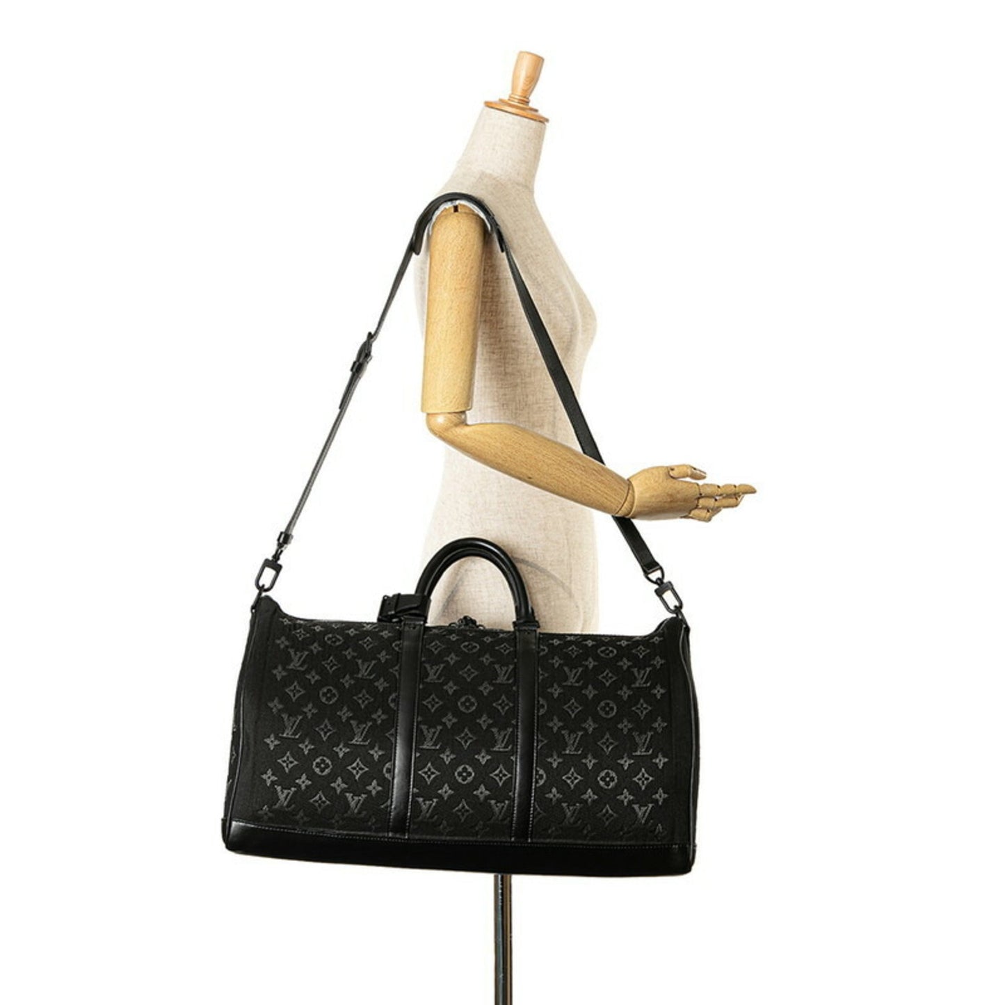 Louis Vuitton Black Canvas Leather Boston Bag Shoulder Bag
