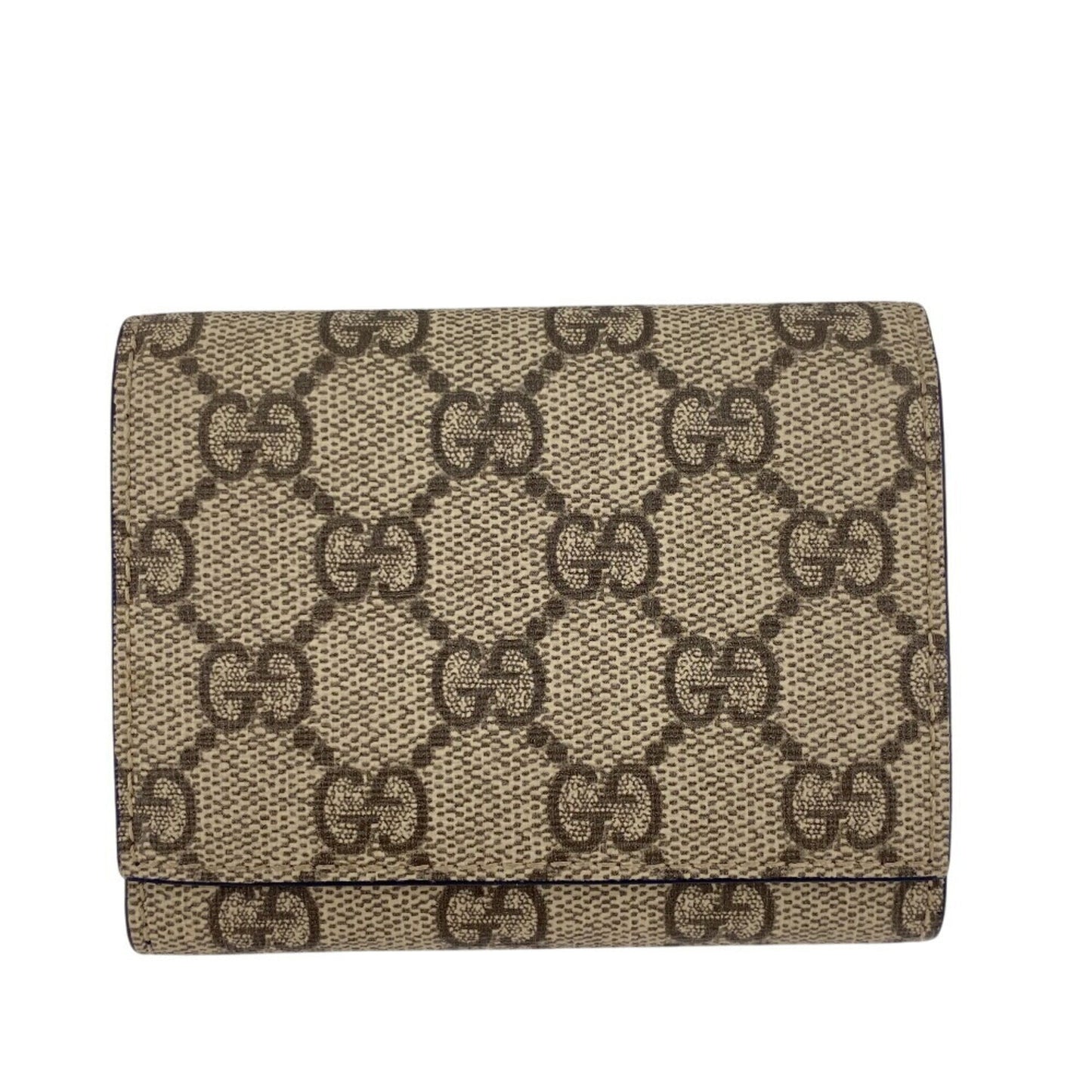 Gucci Beige Blue Gg Supreme Leather Wallet (Tri-Fold)