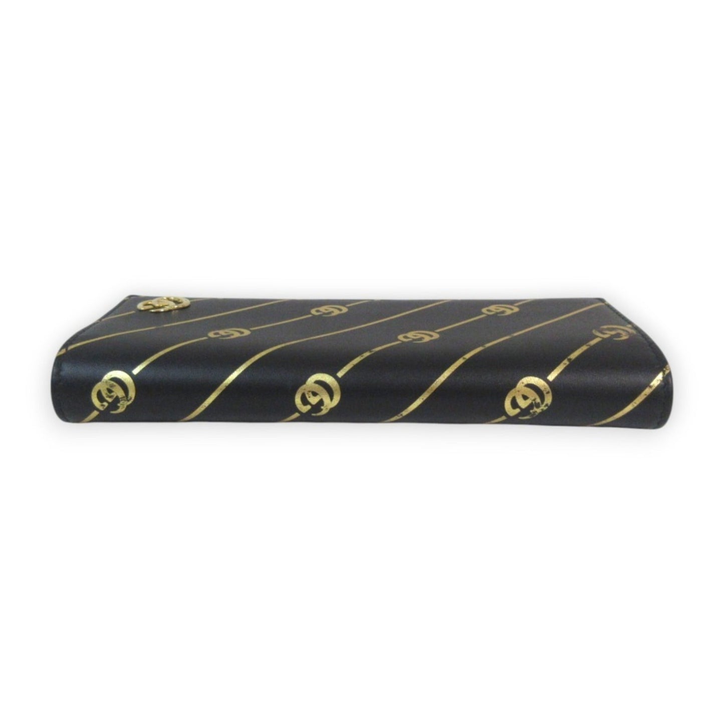 Gucci Black Gold Leather Wallet (Tri-Fold)