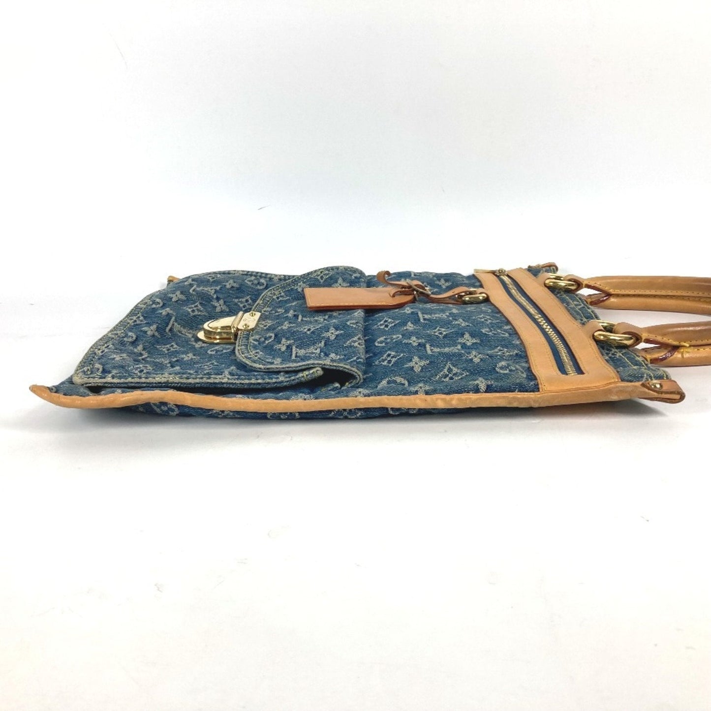 Louis Vuitton Blue Yellow Monogram Denim Shoulder Bag Tote Bag