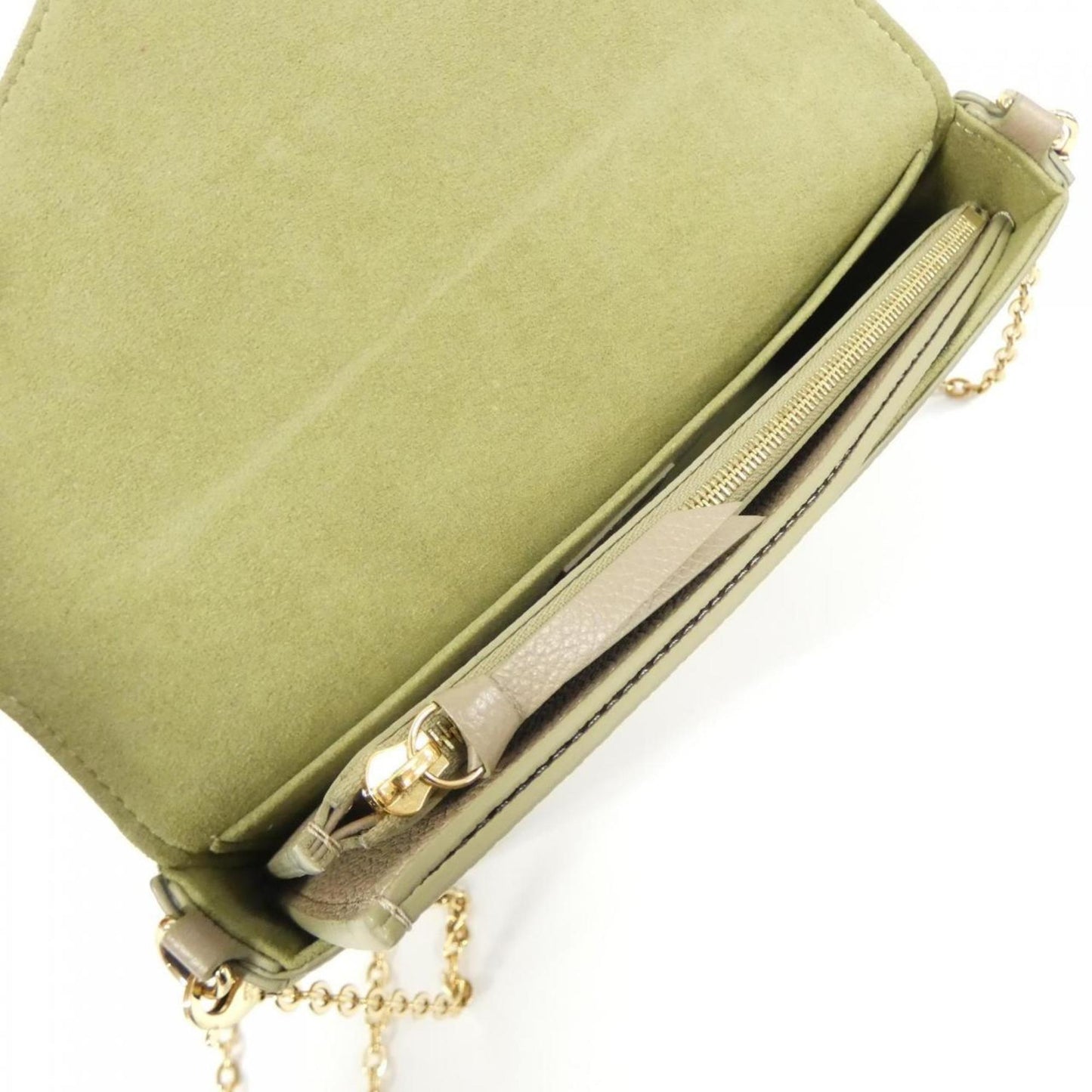 Louis Vuitton Cream Khaki Leather Pochette Shoulder Bag