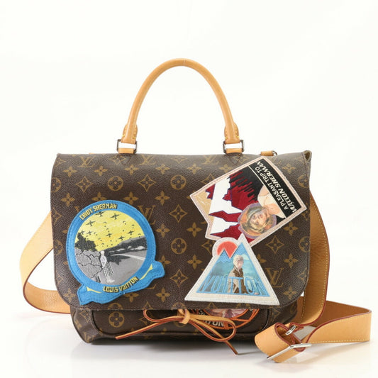 Louis Vuitton Monogram Brown Leather Coated Canvas Shoulder Bag ()