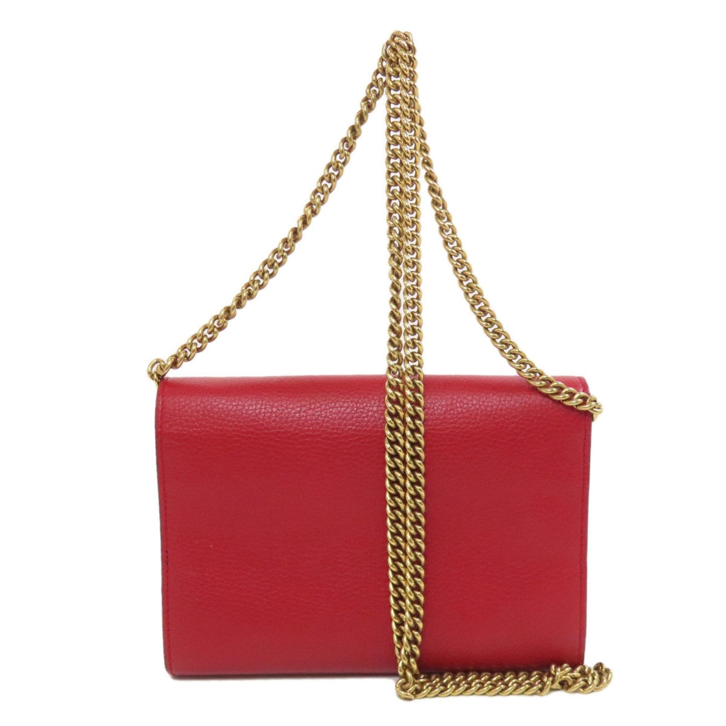 Gucci Red Color Leather Chain/Shoulder Wallet