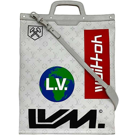 Louis Vuitton Monogram Gray White Monogram Shoulder Bag Tote Bag ()