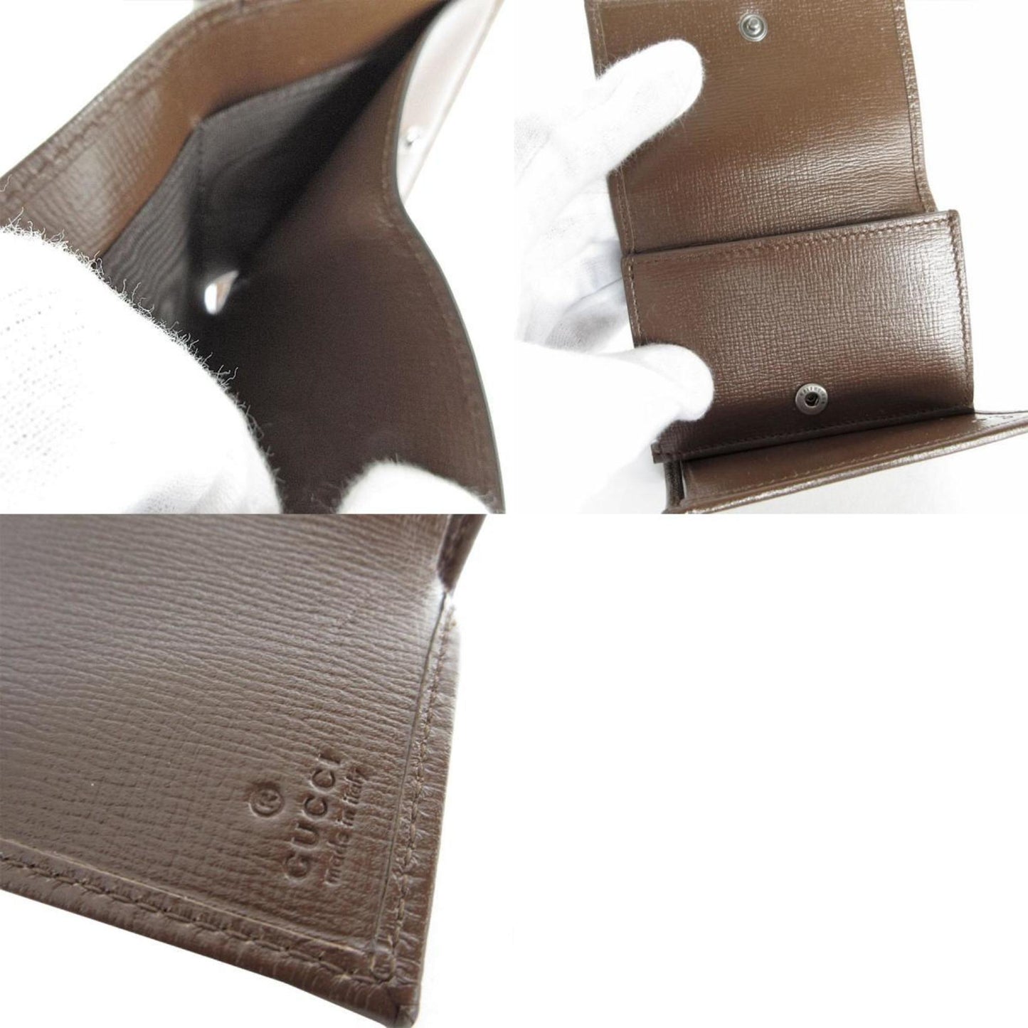 Gucci Beige Brown Gg Canvas Wallet (Tri-Fold)