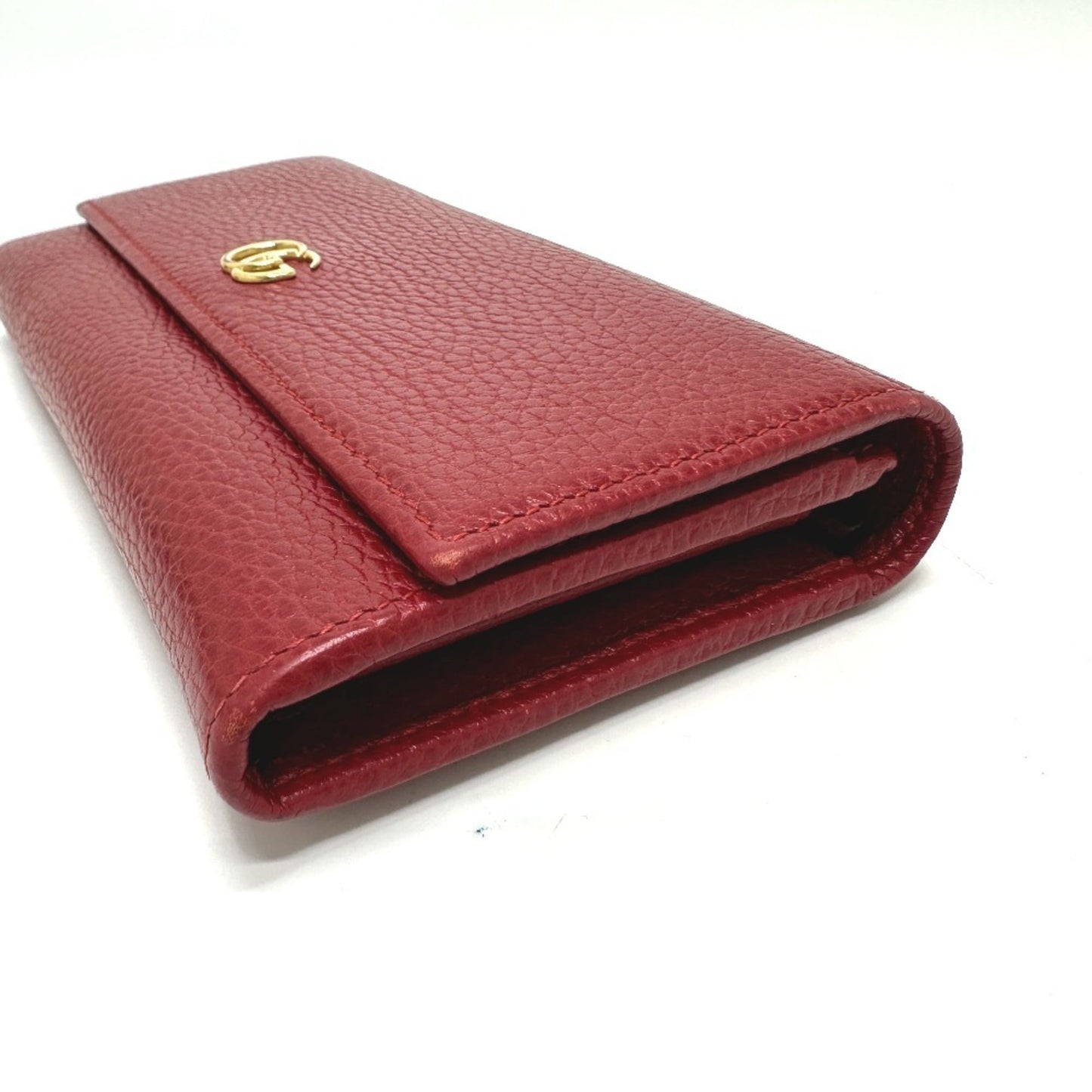 Gucci Red Color Leather Long Wallet (Bi-Fold)