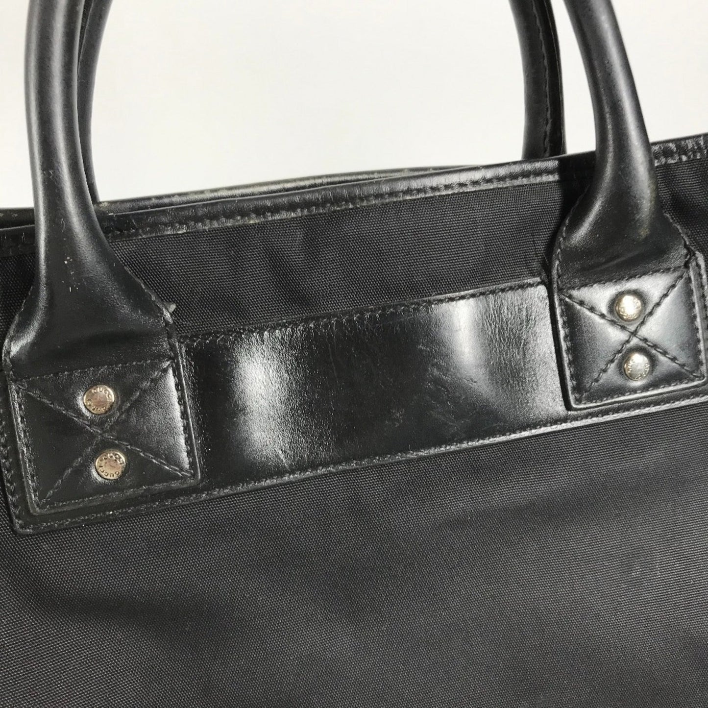 Gucci Black Nylon Leather Handbag Tote Bag