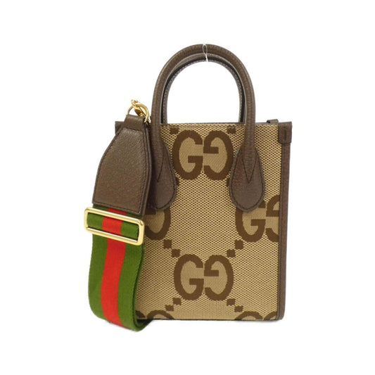 Gucci Brown Camel Canvas Leather Handbag ()